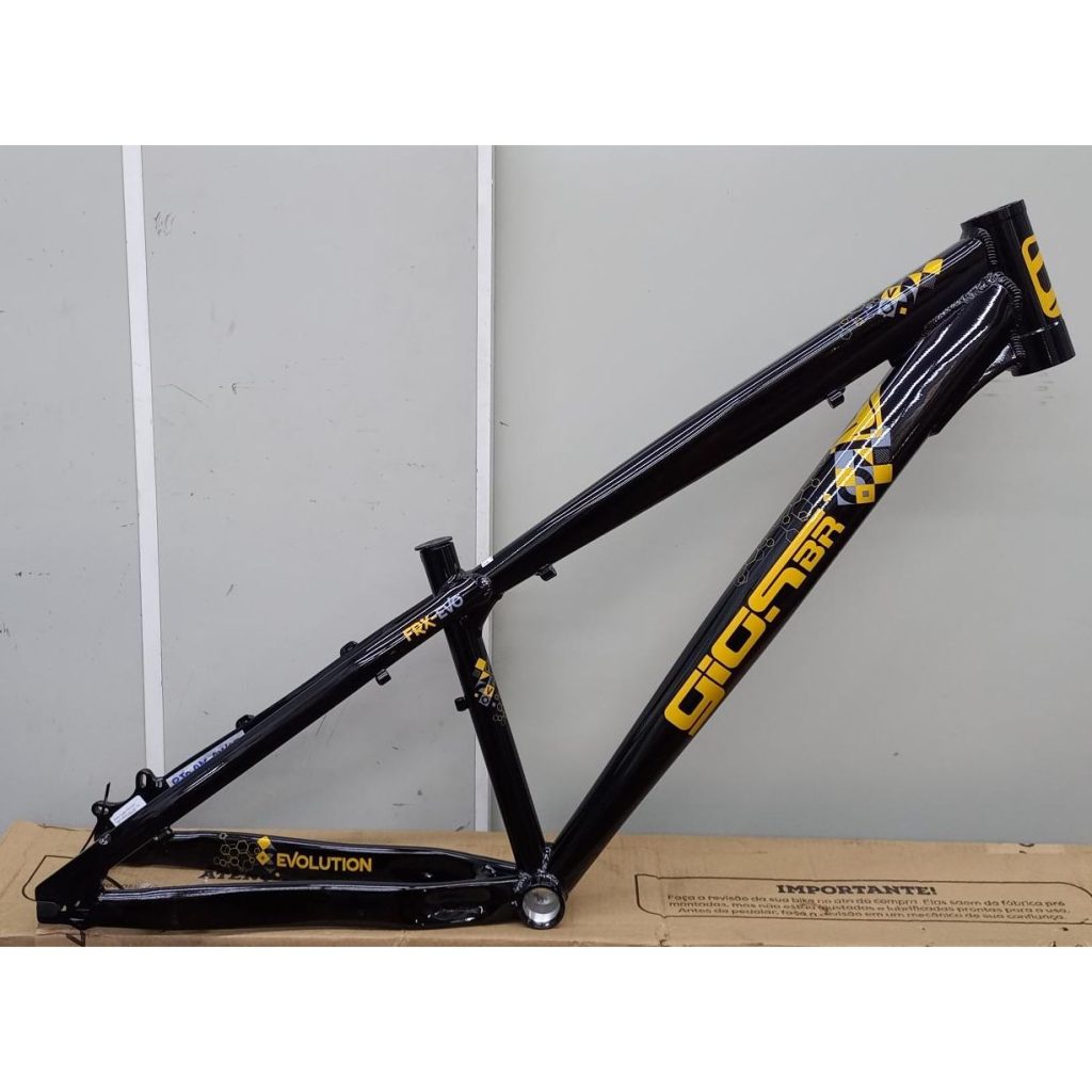 Quadro Giosbr Aro 26 FRX EVO Preto Adesivo Amarelo e Cinza é na Zabal ...