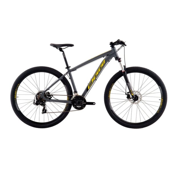 Bicicleta Oggi Hacker Sport Mountain Bike Grafite Amarelo Preto